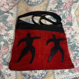 Red and Black Suede Shoulder Bag Made in Canada